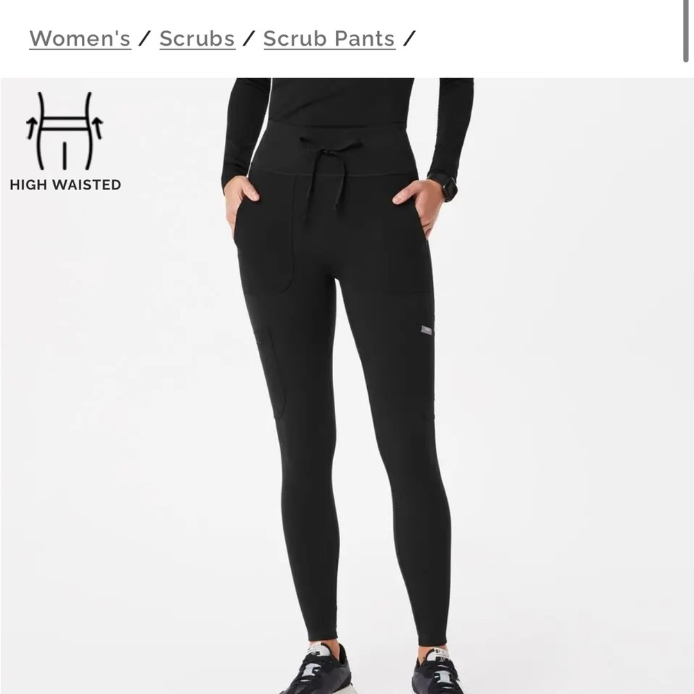 Figs Black High-Waisted Scrub Pants
